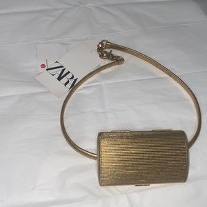 NWT Zara metal matte gold pocket belt